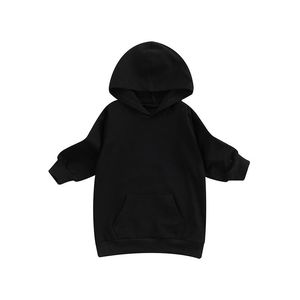hoodie preto da criança venda por atacado-Vestidos da menina criança bebê meninas com capuz vestido manga longa sólida cor preta bolso de bolso hoodie vestido primavera outono outfits m t