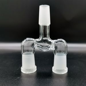 14 mm mm Glass adapter Double Bowl Hookahs Accessories Joint On One Drop Down Two Size Wishbone Splitter Frosted Adapters For Bong