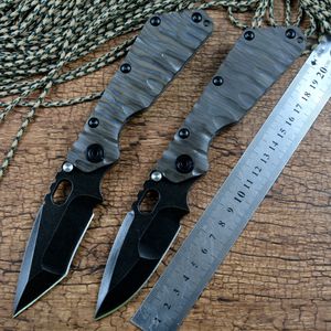 Strider SMF tactical folding knife Y START D2 high speed steel black stonewashed TC4 flame texture handle outdoor survival knife