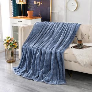 Blankets Double Color Grid Winter Fleece Blanket AB Side Dot Blandets Blue Winered Throw Bed Sheet Cover Bedspread Home Textile cm