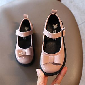 Wholesale girls pink patent leather shoes for sale - Group buy Flat Shoes Girls Patent Leather Spring Autumn Butterfly Knot Mary Janes Big Princess Dance Party Black White Pink