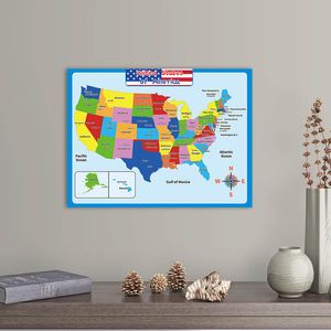 çocuk odası duvar kağıtları toptan satış-60 cm Amerika Haritası Duvar Çıkartmaları Çocuk Coğrafya Öğrenme Erken Çocukluk Eğitim Poster Duvarlar Grafik Sınıf KKB7062
