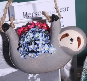 Ceramic Sloth Hanging Succulent Planter Cute Animal Small Plant Pot for Cactus Air Plants Flowers Herbs Garden Decoration V2