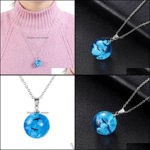 Pendant Necklaces Pendants Jewelry Creative Blue Sky White Cloud Eagle Transparent Ball Resin Necklace For Women Fashion Gift Drop Deliver