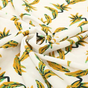 Sommarklänning Tyg Crepe Chiffon Impermeable Leaf Print Dubbelfodral för höst mode kjol