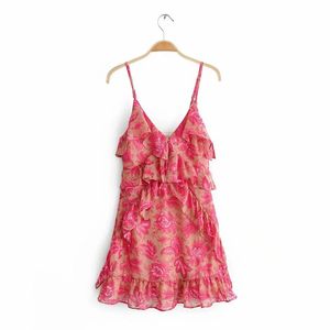 Semitransparent mini klänning sexig i sommarklubb retro ruffled blomma petit skönhet suspender harujuku casual klänningar