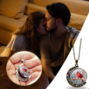 mücevherat yapımı kolye toptan satış-Kolye Kolye Moda Kırmızı Bishop Kuş Döner Ay Kristal Kolye Mücevherat Yapma Kadınlar Ve Erkekler Lover Hediye