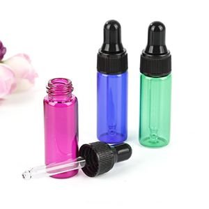 3ml glasflaschen großhandel-1ml ml ml ml Leeres Mini Glas E flüssige Eye Dropper Flaschen mit schwarzen Deckeln für ätherisches Öl Farben