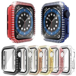 Wholesale apple watch bling for sale - Group buy Dual Bling Diamond Screen Protector Cases Protective PC Bumper For Apple Watch iWatch series mm mm mm mm