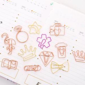 Wholesale paper clips resale online - Metal Paper Clips Rose Gold Crown Flamingo Paper Clips Bookmark Memo Planner Clips School Office Stationery Supplies RRB12949