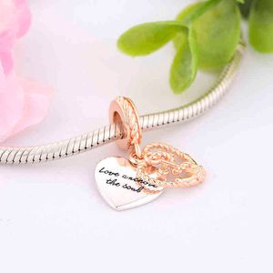 Fit Original Europe Bransoletka Sterling Silver Rope Heart Love Anchor Dangle Charm dla kobiet DIY Jewelry