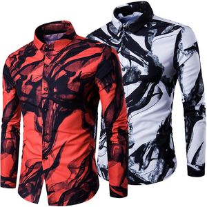 Men s Hoodies Sweatshirts European And American Style Large Size Personalized Flower Shirt Marble Pattern Printing Ink Long sleeved