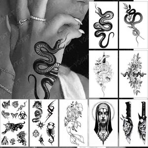 ingrosso braccio di serpente-Forniture per feste a prova d acqua tatuaggio adesivo temporaneo tatuaggio flash antico serpente scuro scorpione braccio polso per arte del corpo donne uomini
