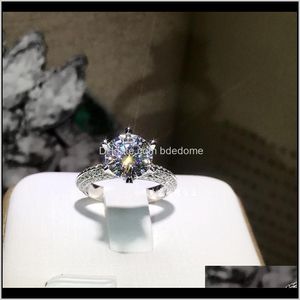 Band Ct Diamond Rings For Women Party Elegant Luxury Bridal Jewelry Real Sterling Sier Wedding Engagement Ring Drop Delivery J710H