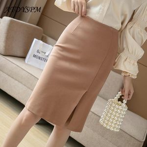 All Match Knee Length High Waist Pencil Skirts Women Comfortable Elastic Fabric Large Size Office Skirt Female Casual Clothing