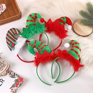 bandas de cabelo engraçado venda por atacado-Acessórios de cabelo engraçado Natal chapéu de natal faixa de pelúcia headband feminino meninas crianças festa decoração ornamentos