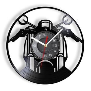 motos personalizadas venda por atacado-Relógios de parede d clássico relógio de motocicleta personalizado nome de garagem vintage relógio relógio homem caverna decoração