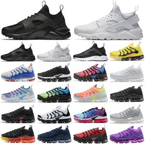 todos los huaraches negros al por mayor-2022 Huarache Ultra Running Shoes Hombres Mujeres Deporte Atlética Huraches TN Plus Negro Blanco Volt Sunset Sunset Cherry All Red Cool Wolf Gree Neon Gree Olive Camo Tamaño