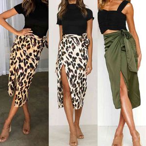 Leopard Print Women s Sexy Wild Leopard High Waist Split kjol