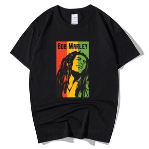 yuvarlak kayalar toptan satış-Bob Kaya Hip Hop T Gömlek Erkekler Erkek Yaz Artı Boyutu Streetwear Rahat Kısa Kollu Yuvarlak Boyun Pamuk Reggae Yıldız T shirt