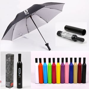 Creative Women Wine Bottle Umbrella Folding Sun rain UV Mini Men Gifts Rain Gear Umbrellas sale FHL352 WY1532