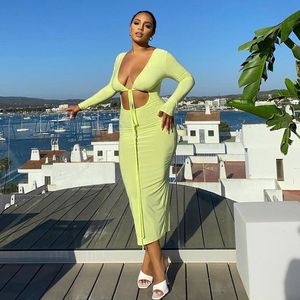 Wholesale deep plunging dresses for sale - Group buy Casual Dresses Sea Beachwear Sexy Ladies Fashion Solid Color Dress Women s Deep V Neck Plunging Neckline Long Sleeve Hollow Summer