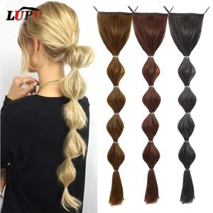 Wholesale ponytail hair pieces women for sale - Group buy lupu bubble drawstring long ponytail clip in extensions synthetic natural fake hair pieces for women sizes black brown