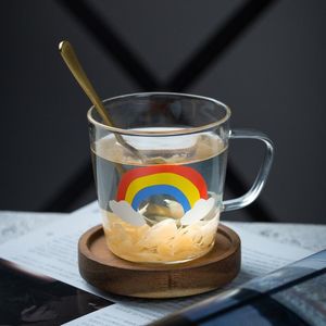 ballonbecher großhandel-Weingläser mlkleative Saftschale mit Griff Regenbogen Luftballon Milch Kleine frische Kaffee Nette Wasserflasche Glaswaren Für Trinken