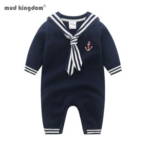 Mudkingdom Boutique Baby Boys Sweater Rompers Spring Autumn Long Sleeve Sailor Sytle Infant Crawl Jumpsuit Clothes