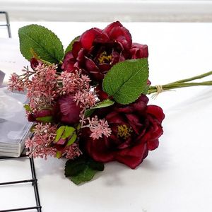 yılbaşı çiçekleri düzenlemeleri toptan satış-Noel Süslemeleri Yapay Çiçekler Düğün Buketi Gül Kır Çiçekleri Çiçek Düzenlemeleri Ev Gelin Dekoru