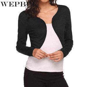 WEPBEL Women Long Sleeve Cropped Knitwear Cardigan Bolero Shrug Knit Sweater Fashion Casual Home Slim Fit Sweater H1023