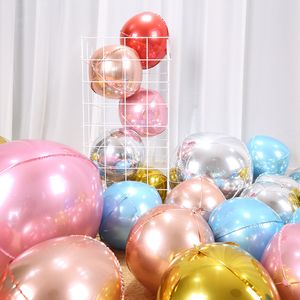 gümüş dekoratif toplar toptan satış-20 adet Gül Altın Gümüş D Büyük Yuvarlak Küre Şekilli Folyo Balonlar Bebek Duş Düğün Doğum Günü Partisi Süslemeleri Hava Topu V2
