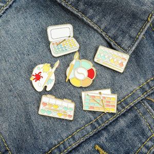 Wholesale pin color resale online - Pins Brooches Color Palette Enamel Pins Custom Artistic Paint Tools Brooch Lapel Pin Badge Bag Cartoon Jewelry Gift For Kids Friends Wholes