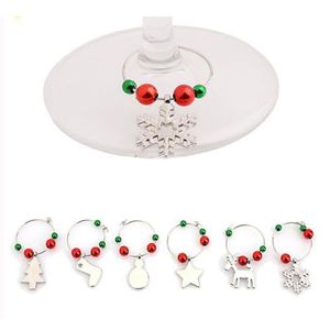Christmas Decoration Wine Glass Ring Happy New Year Metal Cartoon Santa Claus Snowman Moose Party Bar Table Decorations GWF11658