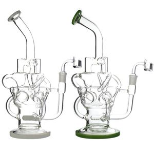 12 Inch Triple Recycler Bong Hookah Big Tall Fab Egg Glass Smoking Water Pipes Inline Perc Dab Rigs With Quartz Banger