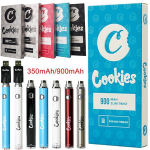 Blandade färger Cookies SF Slim Batteri Förvärm Förvärmande VV Variabel Spänning mAh mAh Trådbotten Twist Batterier med USB laddare