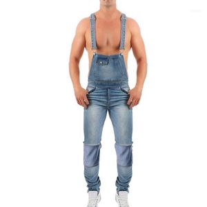 marangoz jartiyer toptan satış-Erkek Jeans Meak Erkekler Denim Marangoz Tulum Rahat Pantolon Gevşek Önlük Moda Hip Hop Tulum Adam Askı Pantolon