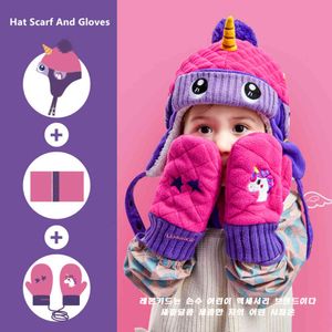 women men glove Dinosaur Unicorn Style Children Winter Hats scarves Baby Cap Warm gloves For Boys Girls Pack Hat and Gloves
