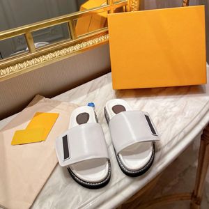 Wholesale couple sandals slippers resale online - 2021 brand Men Women Velcro Slippers summer fashion woman man flat beach sandals slipper luxurys Couples Genuine Leather slides with box large size