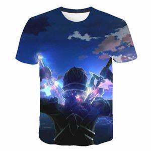 çevrimiçi gömlekler yazdırma toptan satış-Kılıç Sanatı Online T shirt Anime Sao D Baskı Streetwear Erkek Kadın Rahat Moda T Gömlek Oyun Tees Harajuku Hip Hop Giyim Erkekler T Shi Tops