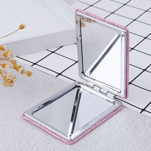 Household Portable Square Double Side Folding Cosmetics Pink Mirrors For Ladies And Girls Pocket Mirror Mini Women Girl
