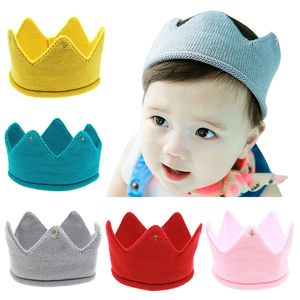 Knitted Headband Hats Crown Design Newborn Baby Photography Props Turban Infant Toddler Beanie Cap For Autumn Winter