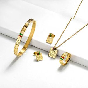 Baoyan män guldpläterade kända märke halsband örhängen smycken smycken smycken sätter kvinnor rostfritt stål set joyas
