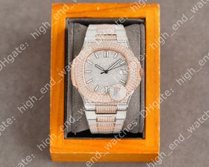 luxury watch R Full set of diamond steel belt beads type automatic machine movement sapphire glass mirror size mm Mens Watches