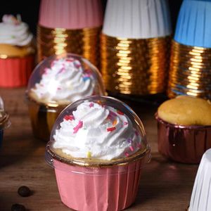 capas de muffin venda por atacado-Ferramentas de pastelaria de cozimento Papel ouro prata cupcake lade tampa copos de capa case de bandeja de casamento copo