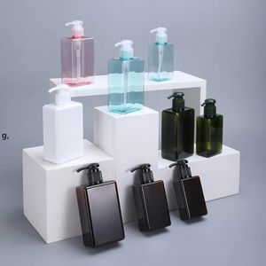 100 ml PETG Pump Flaskor Kvadrat Lotion Dusch Gel Refillerbar Tom plastbehållare för smink Kosmetisk badschampo LLF12424