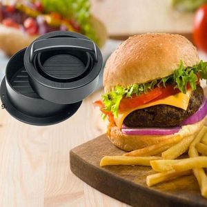 burger 1 toptan satış-Et Basın Aracı Set Ev DIY Hamburger Yuvarlak Şekil Yapışmaz Cutlets Burger Köpek Makineleri Gıda Sınıf ABS Mutfak Et Araçları LLE11756