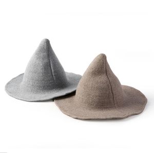 Halloween hat woman autumn winter new trend knitted wool funny fisherman basin wizard