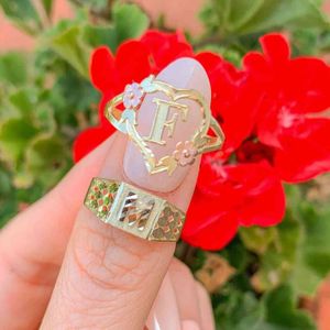 Custome initialen hart ring vrouwen personaliseer gouden brief bruidsmeisje grils cadeau voor de beste vriend trend sieraden halloween