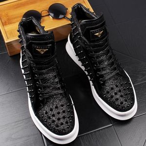 Wholesale wedges dress shoes for sale - Group buy designer High top shoes personality rhinestone shoes men s shoes autumn breathable British wind wild men s Martin shoe
